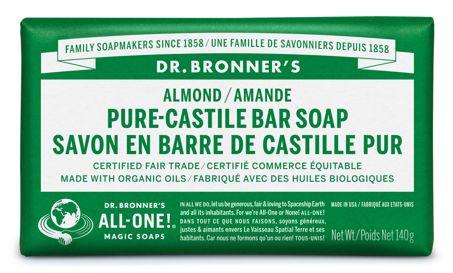 DR. BRONNER'S ALMOND BAR 140G