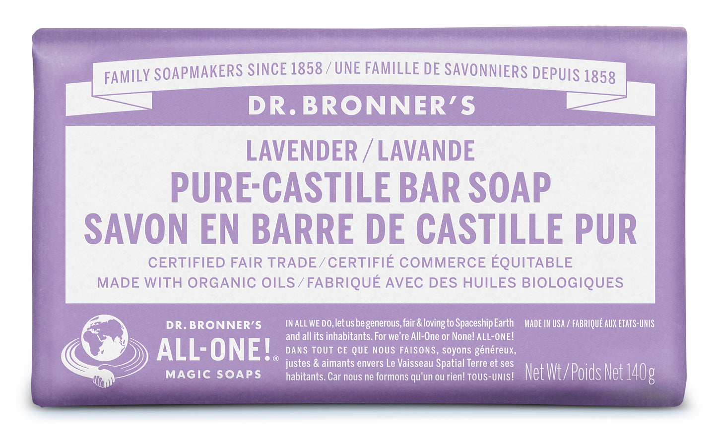 DR. BRONNER'S LAV BAR SOAP 140G