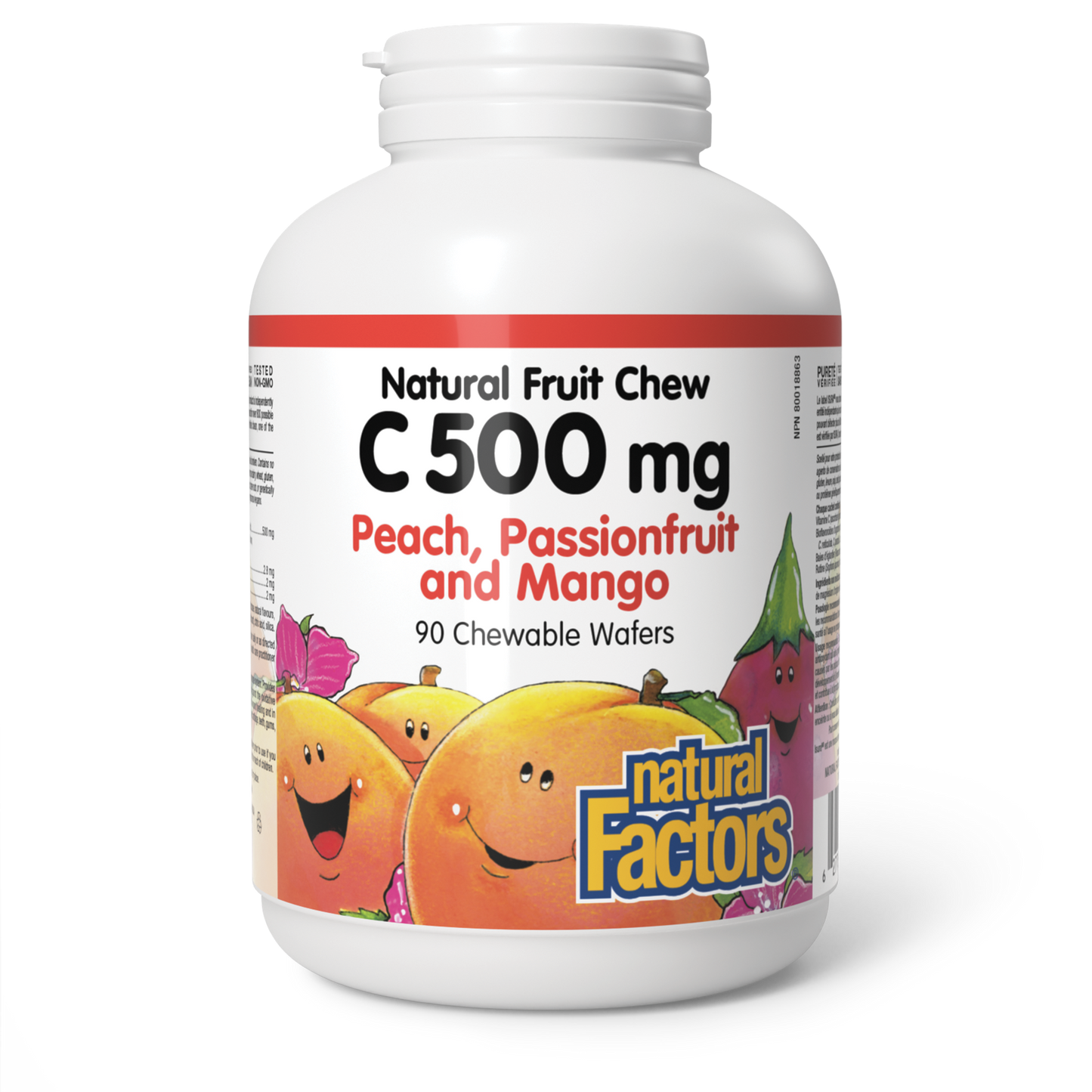 NATURAL FACTORS Vitamin C Chewables 500mg (Peach, Passion) 90 chews
