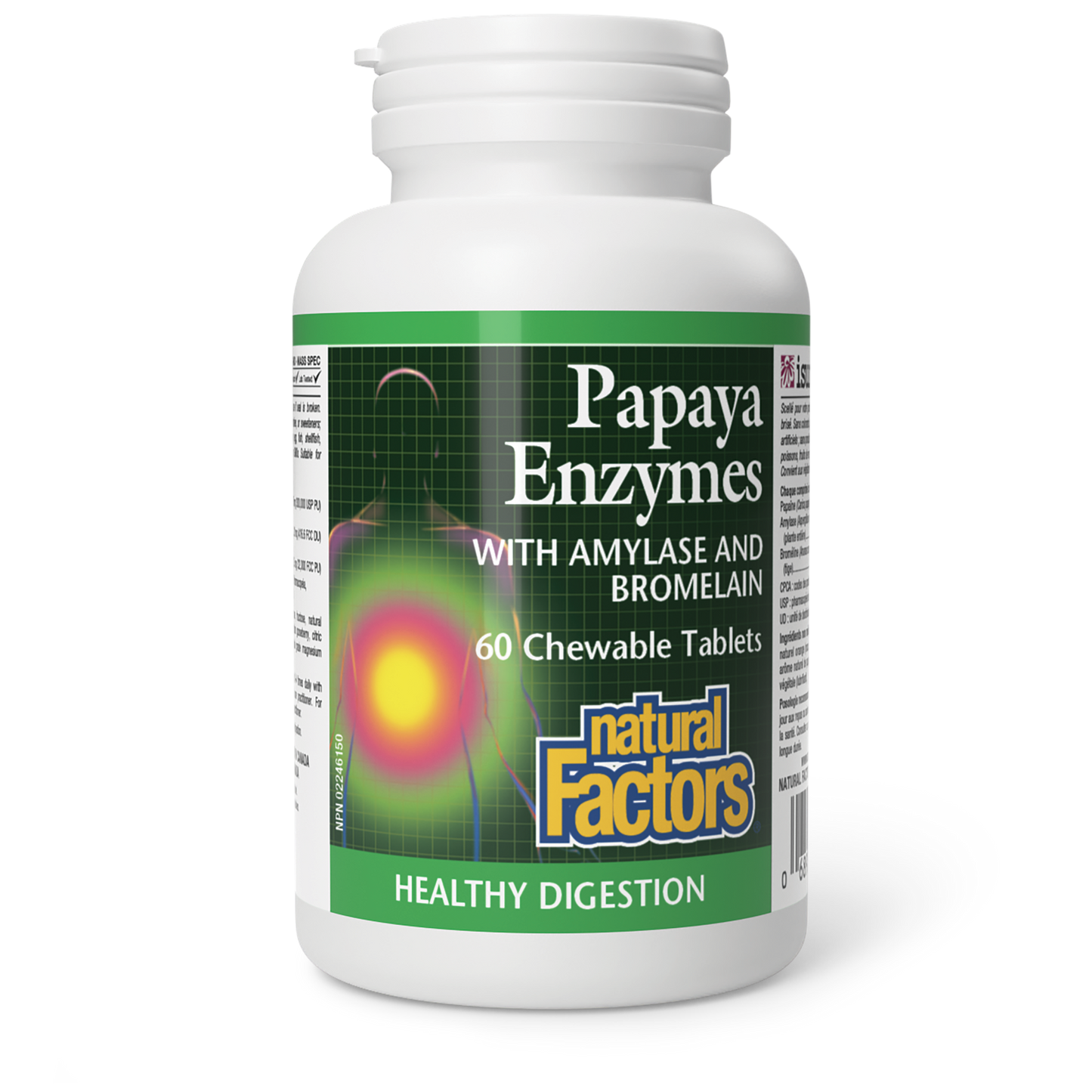 NATURAL FACTORS Papaya Enzymes w Amylase & Bromelain (60 chew tabs)