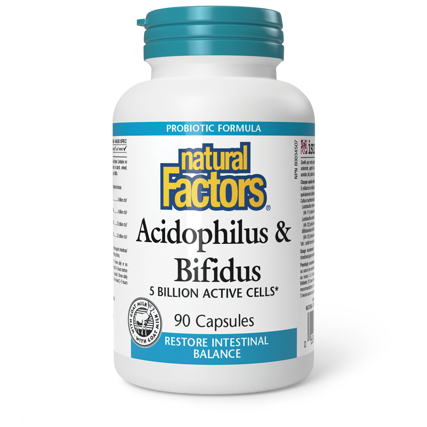 NATURAL FACTORS ACIDOPH & BIF 5 BIL 90'S