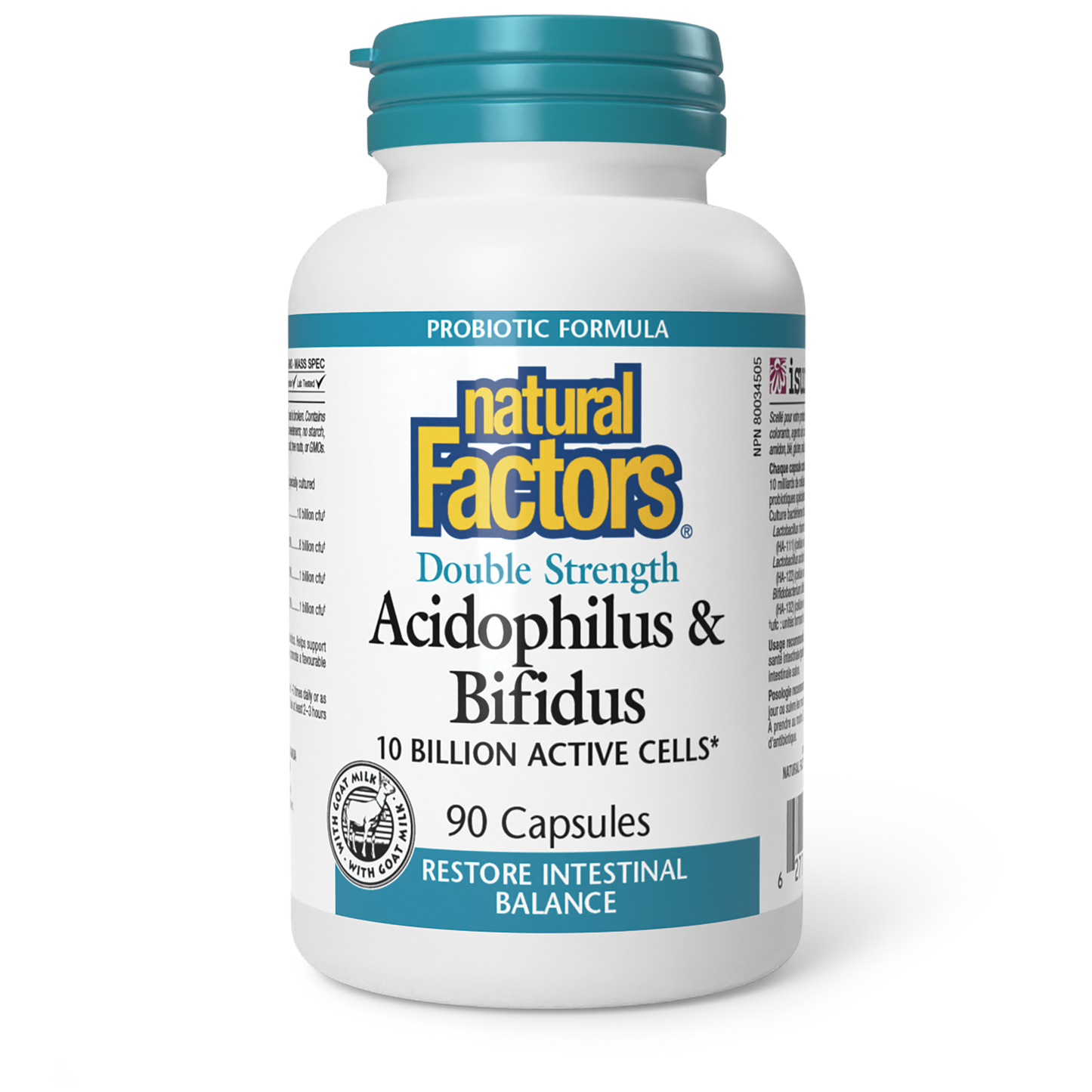 NATURAL FACTORS Acidophilus & Bifidus Double Strength 10 Billion (90caps)