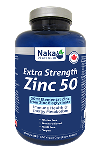 NAKA PLATINUM Extra Strength Zinc Bisgl (50 mg - 300 veg caps)