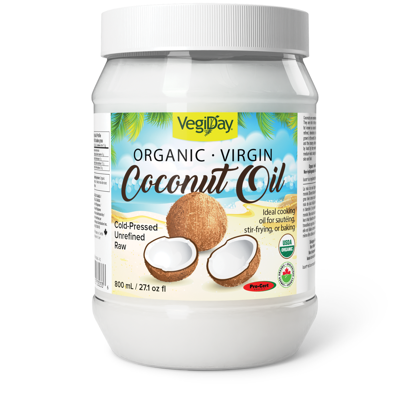 VEGIDAY Organic Virgin Coconut Oil (800ml)