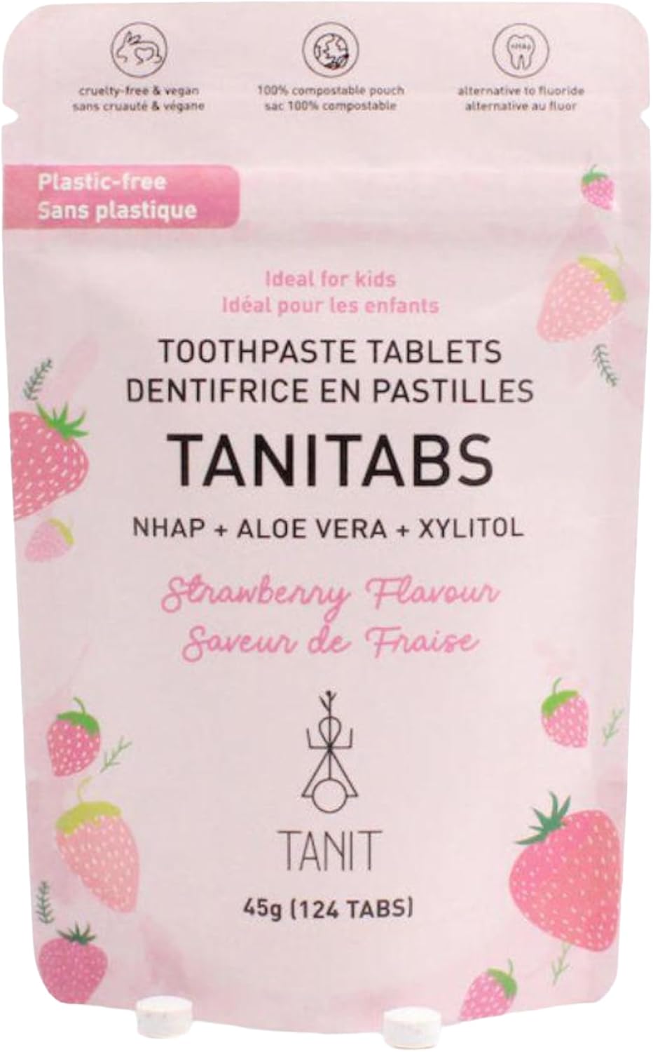 TANITABS Toothpaste Tablets Strawberry (124 tabs)