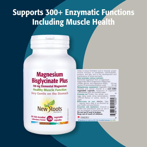 NEW ROOTS Magnesium Bisglycinate Plus (120 v-caps)