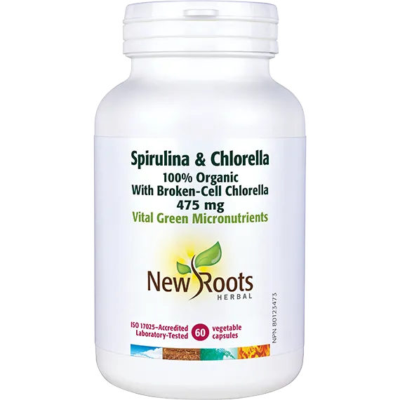 NEW ROOTS SPIRULINA & CHLOR 475MG 60CAPS