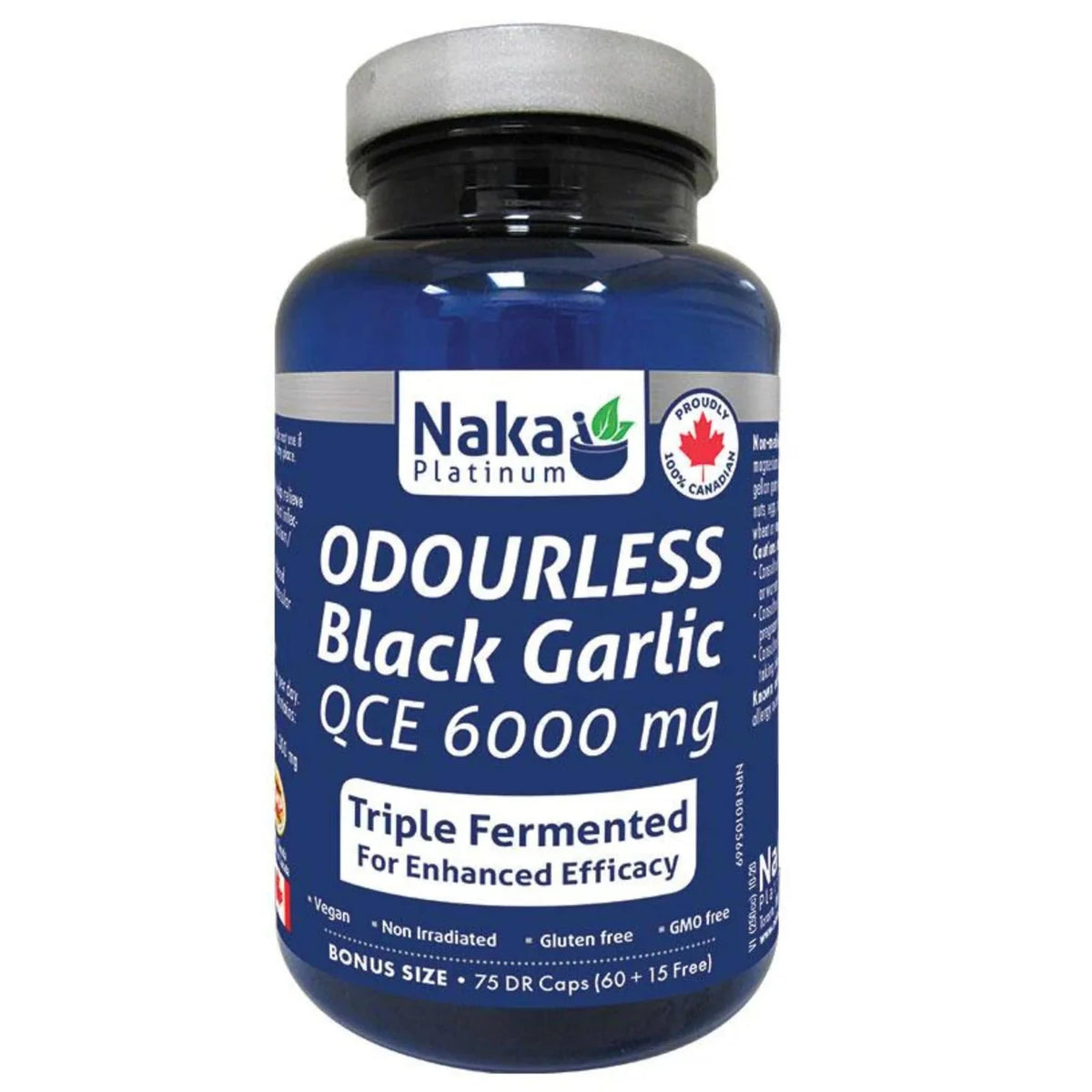 NAKA PLATINUM Odourless Black Garlic 6000mg - 75 Dr Caps
