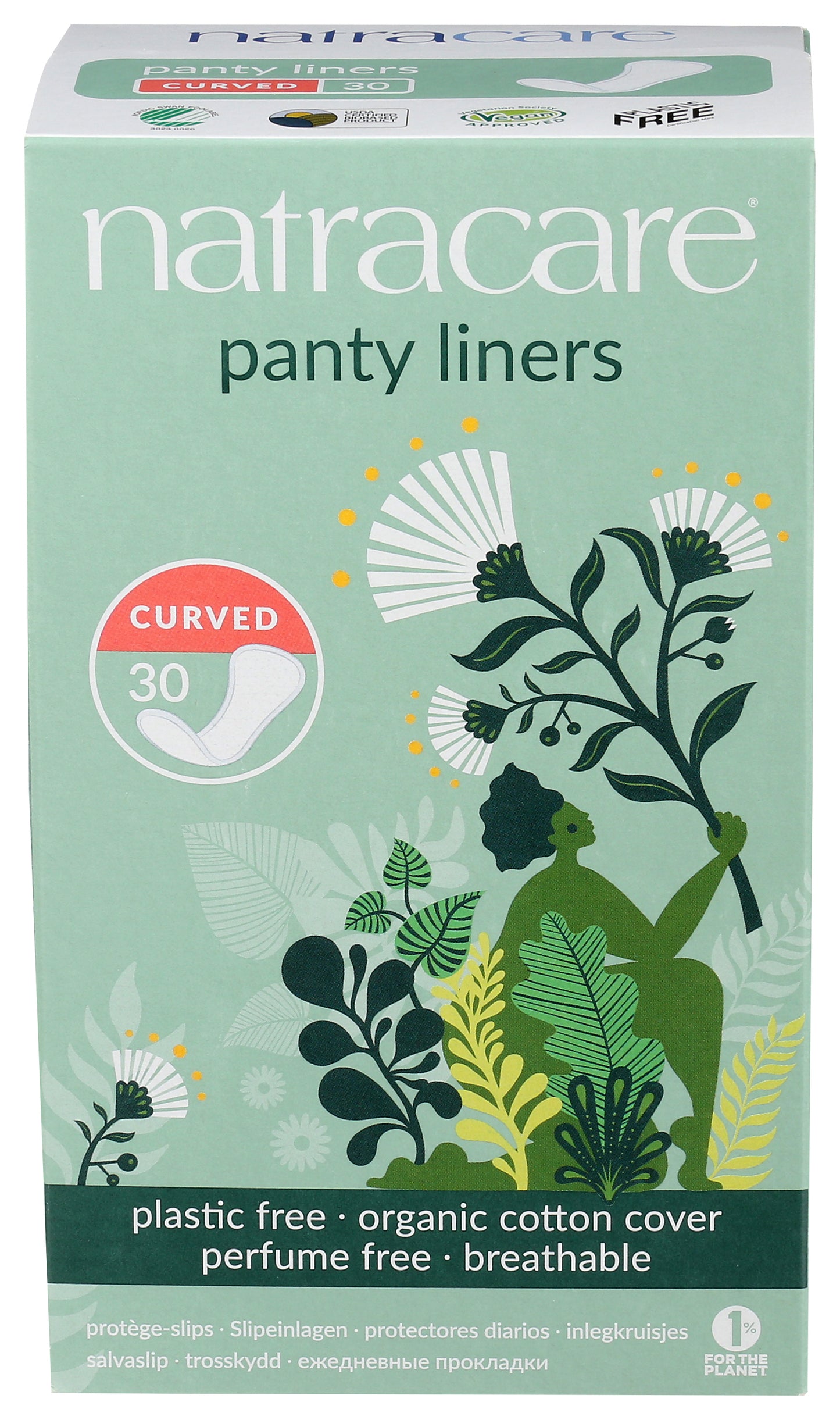 NATRACARE PANTY LINERS CURVED 30CT