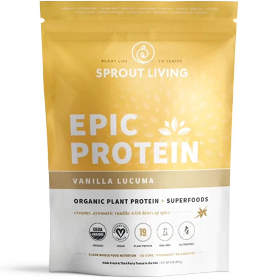 SPROUT LIVING EPIC PROTEIN Vanilla Organic Plant Protein (1 lb)