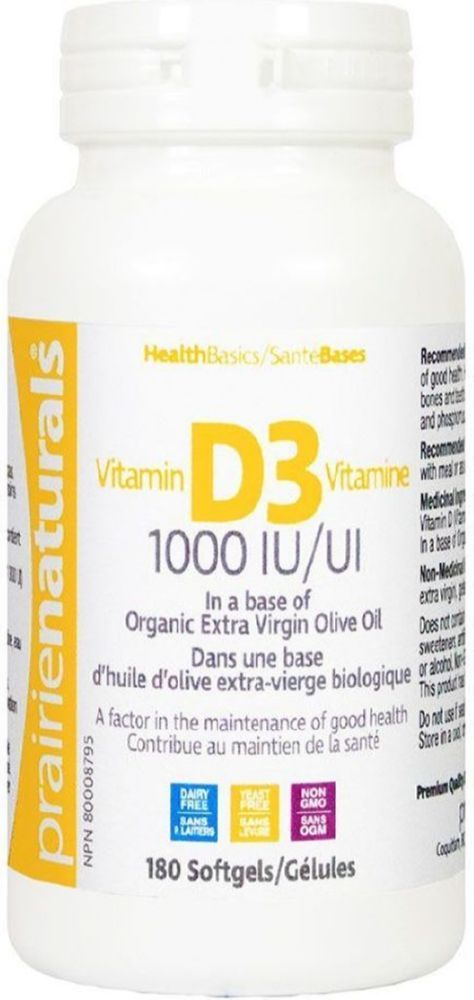 PRAIRIE NATURALS Vitamin D3 (1000IU - 180 Softgels)
