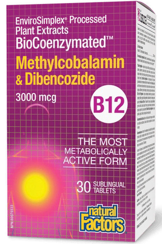 NATURAL FACTORS BioCoenzymated Methylcobalamin & Dibencozide • B12 (3000 mcg - 30 tabs)