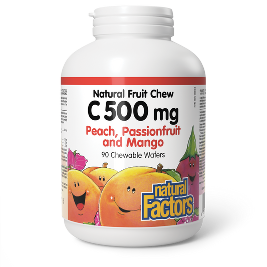 NATURAL FACTORS Vitamin C Chewables 500mg (Peach, Passion) 90 chews