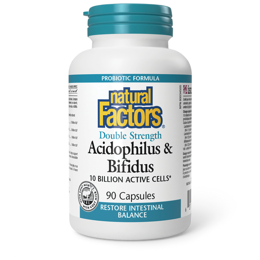 NATURAL FACTORS Acidophilus & Bifidus Double Strength 10 Billion (90caps)