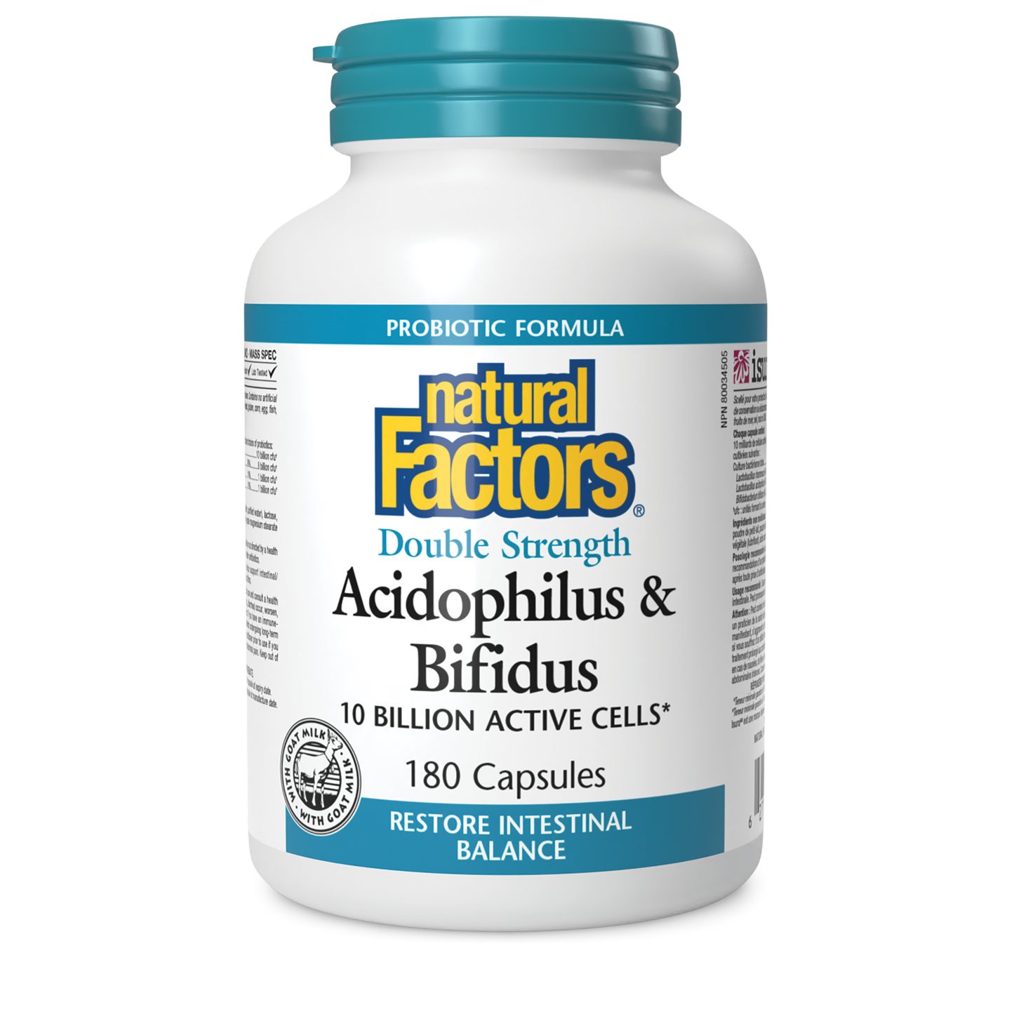 NATURAL FACTORS ACIDOPH & BIF 10 BIL 180'S