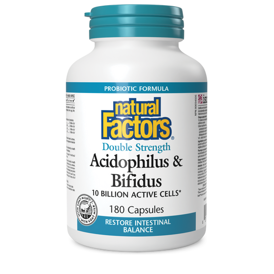NATURAL FACTORS ACIDOPH & BIF 10 BIL 180'S