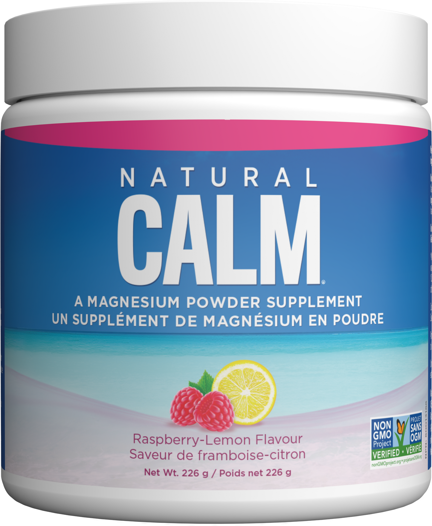 NATURAL CALM Magnesium Citrate Powder - Raspberry Lemon (226g)