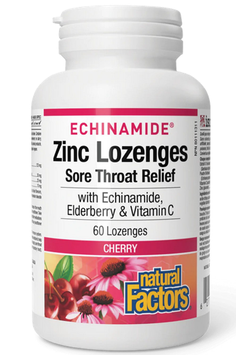 NATURAL FACTORS Echinamide Zinc Lozenges (Cherry - 60 lozenges)