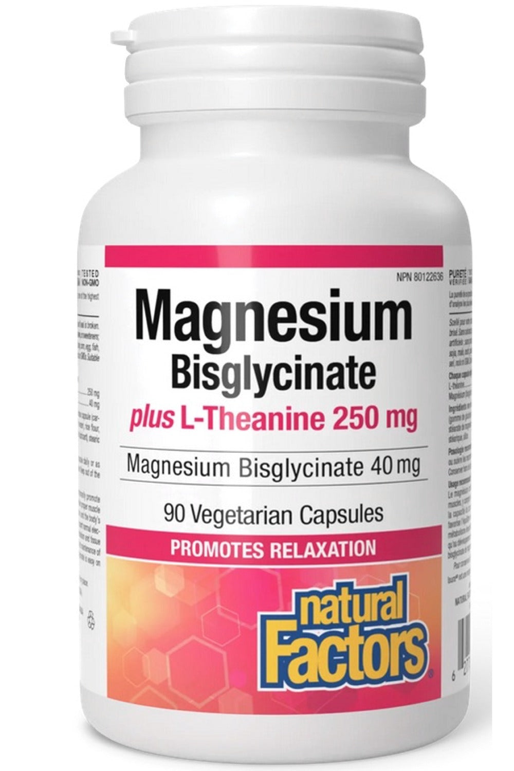 Vcap Plus NATURAL FACTORS Magnesium Bisglycinate plus L-Theanine 250 mg (90 vcap ...