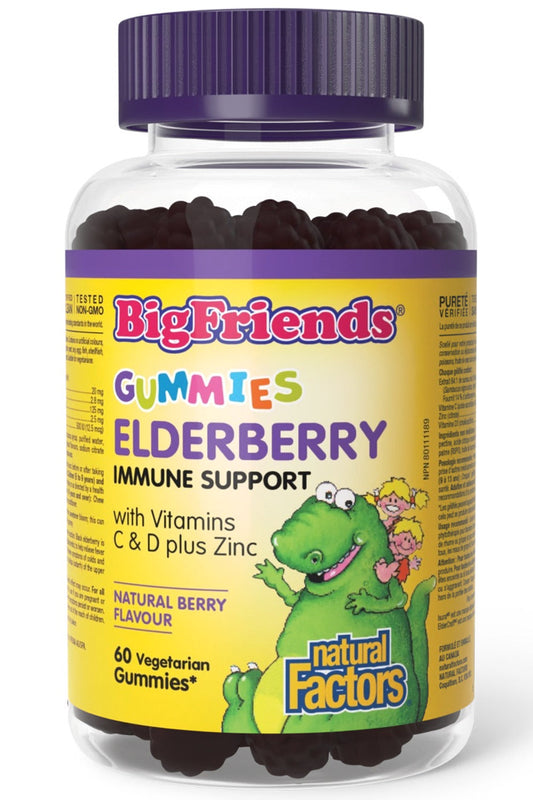 NATURAL FACTORS BIG FRIENDS  Elderberry Gummies (60 Vegetarian Gummies)