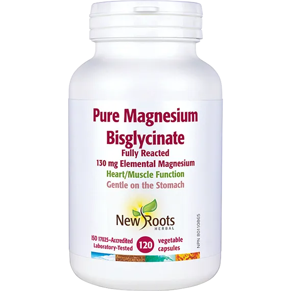 NEW ROOTS Pure Magnesium Bisglycinate 130mg (120 v-caps)