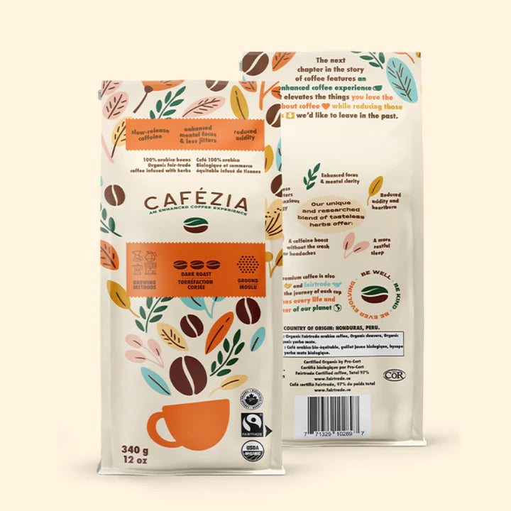 CAFEZIA Dark Roast Ground Coffee (No Jitters) 340g