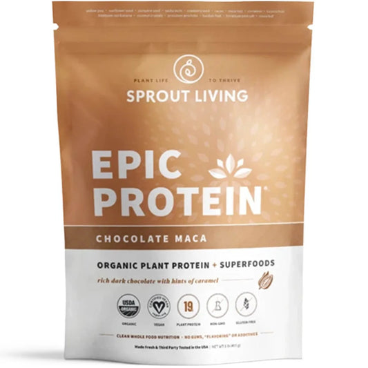 SPROUT LIVING EPIC PROTEIN Chocolate Maca Organic Plant Protein (1 lb)