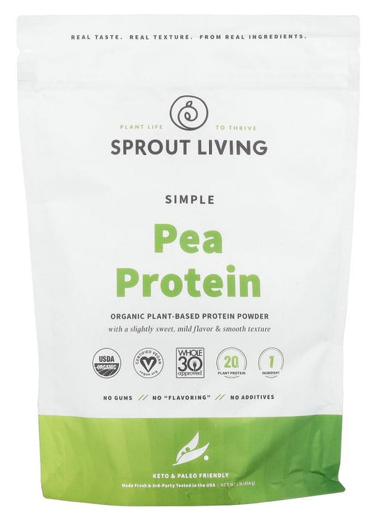 SPROUT LIVING Organic Pea Protein - Unflavored (1 lb)