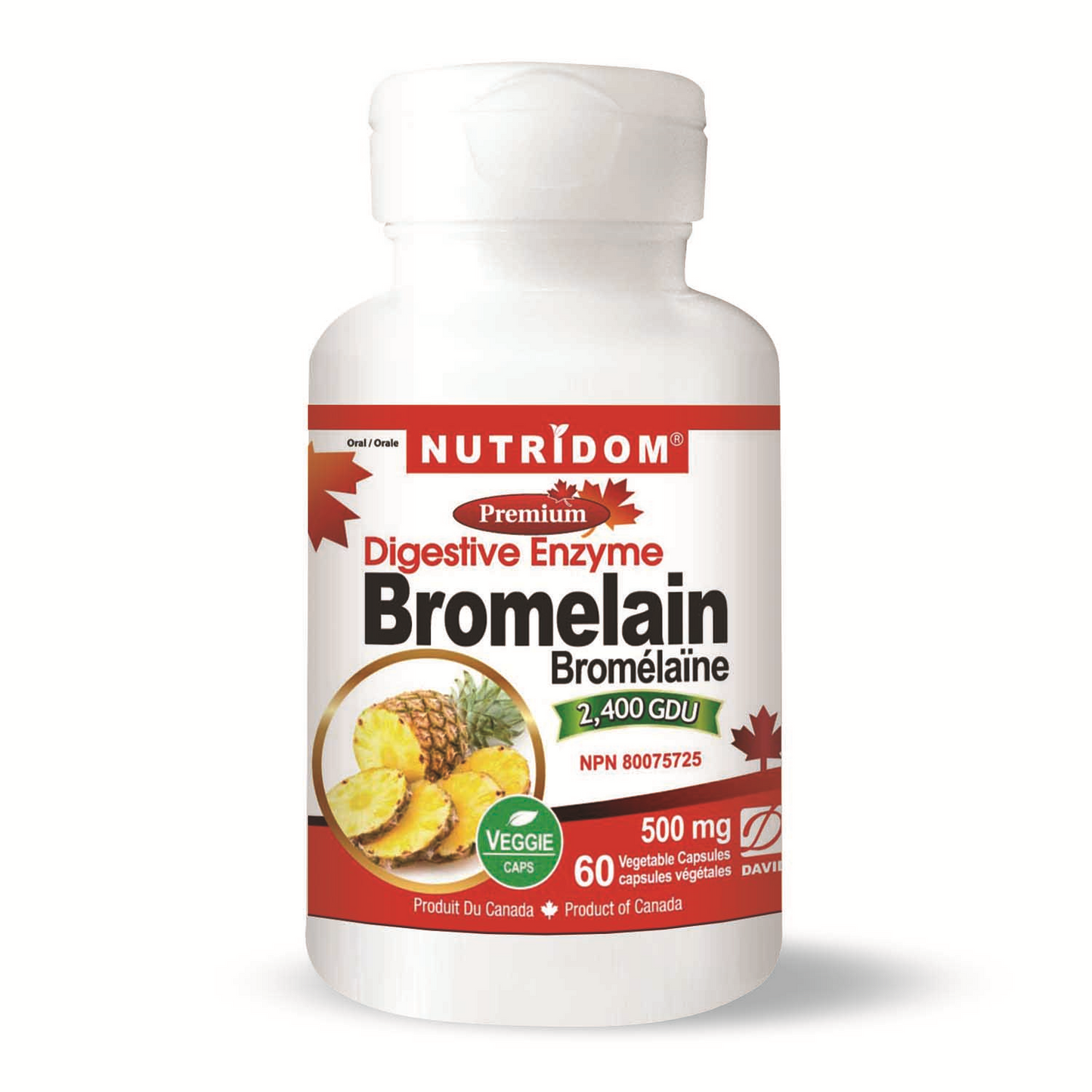 NUTRIDOM Bromelain 2400GDU 500mg (60 V-Caps)