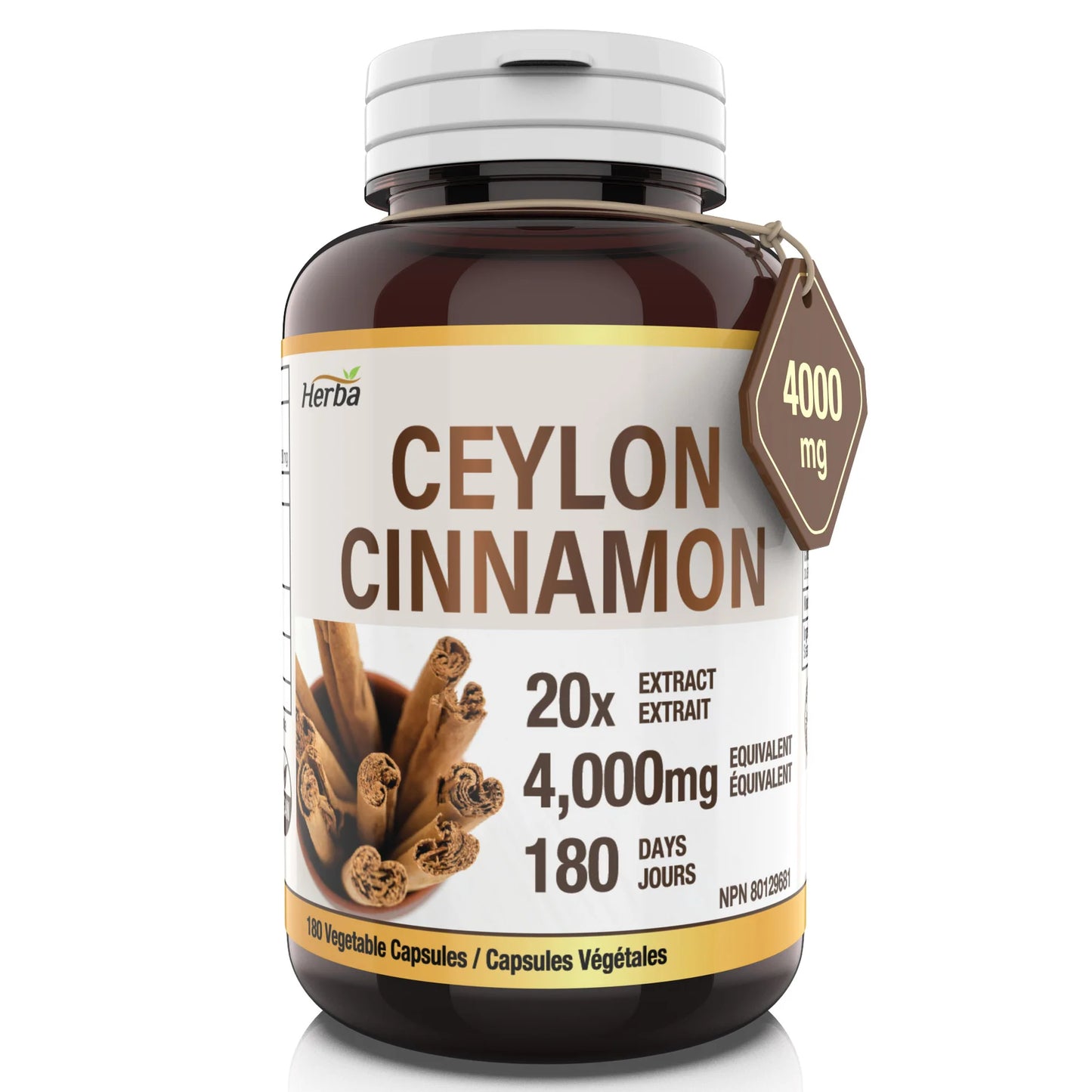 HERBA Ceylon Cinnamon 4,000mg (120 caps)