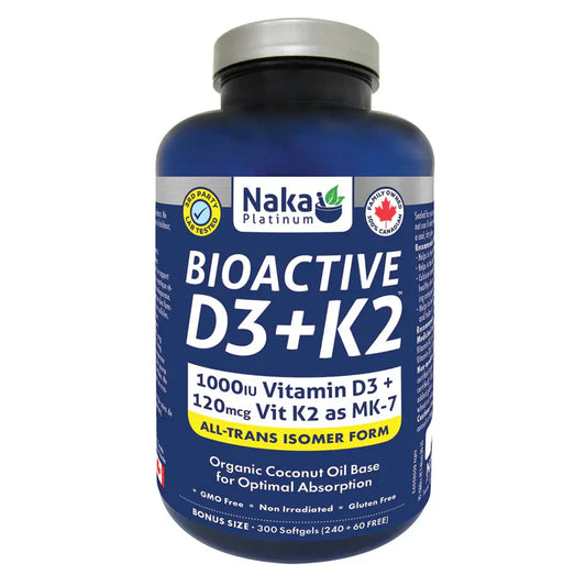 NAKA PLATINUM D3 + K2, 1000iu + 120mcg (150 sgels)
