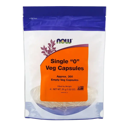 NOW Veg Capsules - Single "0" (300 Empty Caps)
