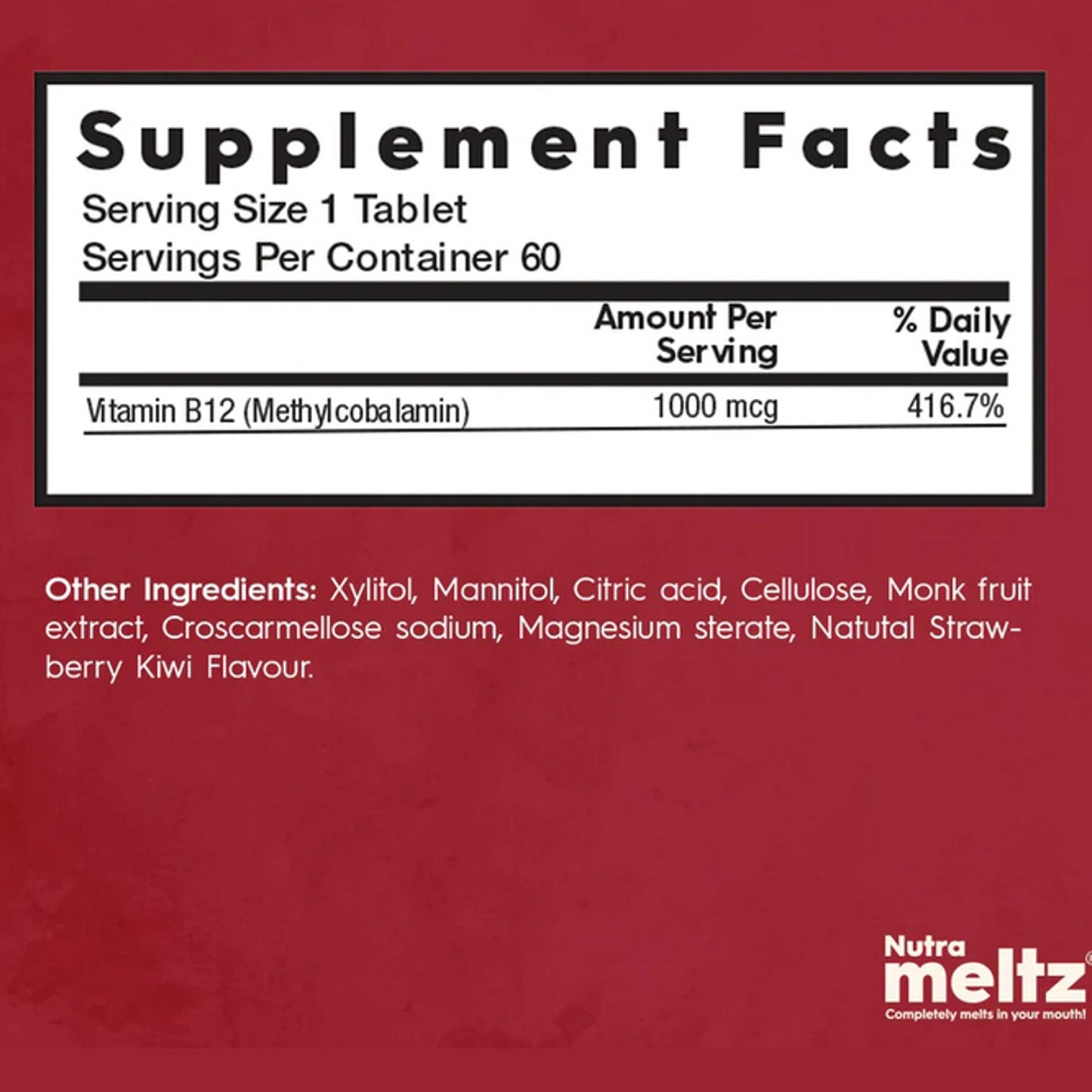 NUTRAMELTZ Vitamin B12 1000 MCG (60 Melts)