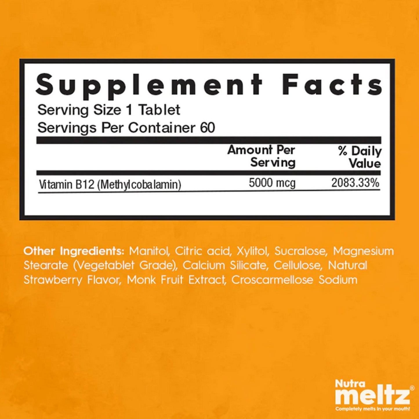 NUTRAMELTZ Vitamin B12 5000 mcg (60 Melts)