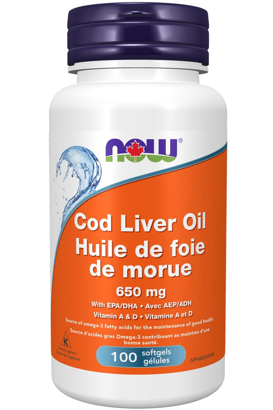 NOW Cod Liver Oil with EPA/DHA (650 mg - 100 softgels)