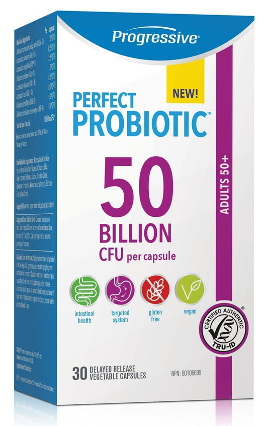 PROGRESSIVE Perfect Probiotic 50 Billion Adults 50+ (Shelf Stable - 30 veg caps)